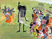 Durga and Kali Fighting the Demon